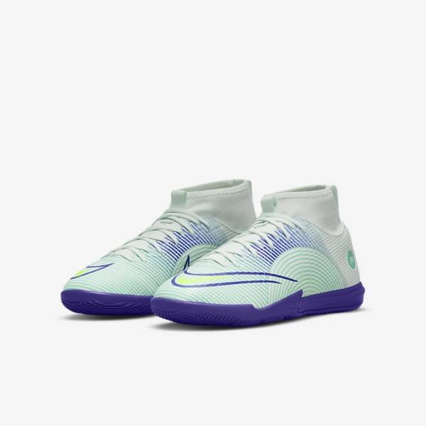 Buty Piłkarskie Dziecięce Nike Jr. Mercurial Dream Speed Superfly 8 Academy IC Indoor Court Zielone Fioletowe Zielone | NK479PCX