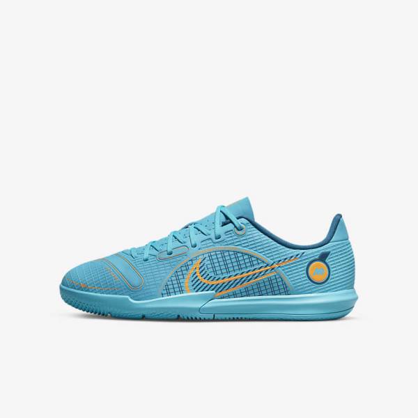 Buty Piłkarskie Dziecięce Nike Jr. Mercurial Vapor 14 Academy IC Older Indoor Court Niebieskie Pomarańczowe | NK601DES