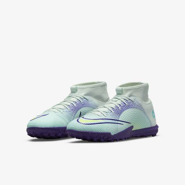 Buty Piłkarskie Dziecięce Nike Jr. Mercurial Dream Speed Superfly 8 Academy TF Turf Zielone Fioletowe Zielone | NK769KXQ