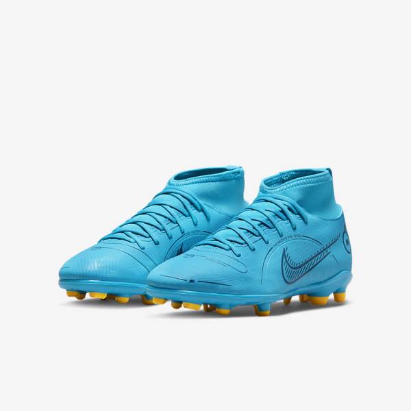 Buty Piłkarskie Dziecięce Nike Jr. Mercurial Superfly 8 Club MG Older Multi-Ground Niebieskie Pomarańczowe | NK841ZUG