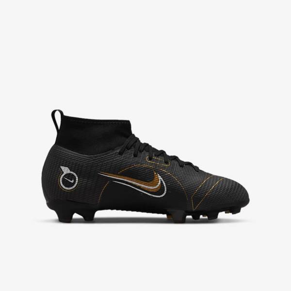 Buty Piłkarskie Dziecięce Nike Jr. Mercurial Superfly 8 Pro FG Younger and Older Firm-Grounds Czarne Metal Srebrne Szare Metal Złote | NK864IBF