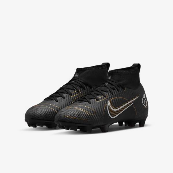 Buty Piłkarskie Dziecięce Nike Jr. Mercurial Superfly 8 Pro FG Younger and Older Firm-Grounds Czarne Metal Srebrne Szare Metal Złote | NK864IBF