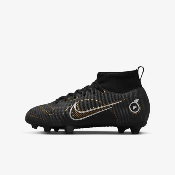 Buty Piłkarskie Dziecięce Nike Jr. Mercurial Superfly 8 Pro FG Younger and Older Firm-Grounds Czarne Metal Srebrne Szare Metal Złote | NK864IBF