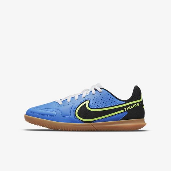 Buty Piłkarskie Dziecięce Nike Jr. Tiempo Legend 9 Club IC Older Indoor-Court Głęboka Niebieskie Głęboka Zielone Brązowe Czarne | NK361WVO