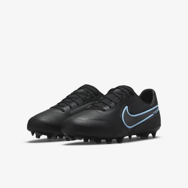 Buty Piłkarskie Dziecięce Nike Jr. Tiempo Legend 9 Pro FG Older Firm-Ground Czarne Szare | NK980ORY