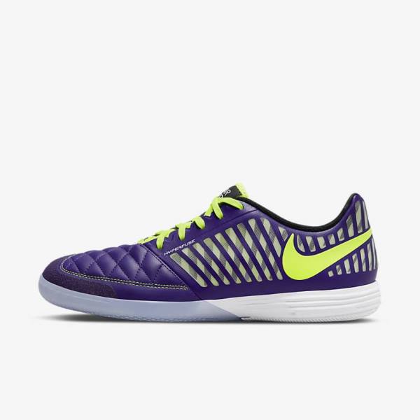 Buty Piłkarskie Męskie Nike Lunar Gato II IC Indoor Court Fioletowe Czarne Białe | NK563EQK