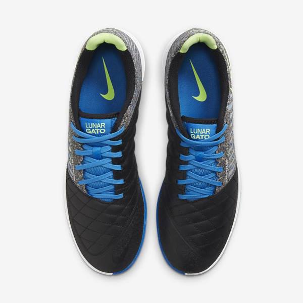 Buty Piłkarskie Męskie Nike Lunar Gato II IC Indoor Court Czarne Głęboka Niebieskie Głęboka Zielone | NK630WFI