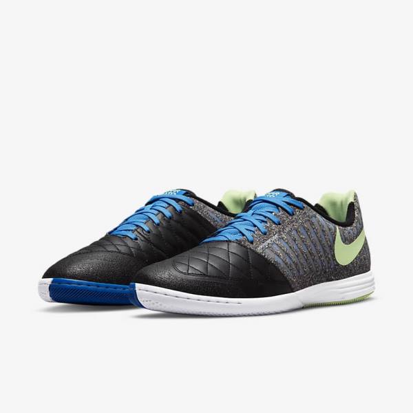 Buty Piłkarskie Męskie Nike Lunar Gato II IC Indoor Court Czarne Głęboka Niebieskie Głęboka Zielone | NK630WFI