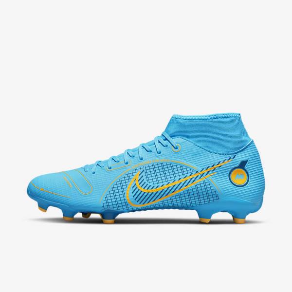 Buty Piłkarskie Męskie Nike Mercurial Superfly 8 Academy MG Multi-Grounds Niebieskie Pomarańczowe | NK053GLB