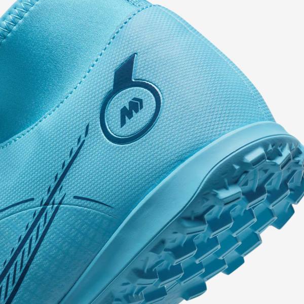 Buty Piłkarskie Męskie Nike Mercurial Superfly 8 Club TF Turf Niebieskie Pomarańczowe | NK482WCI