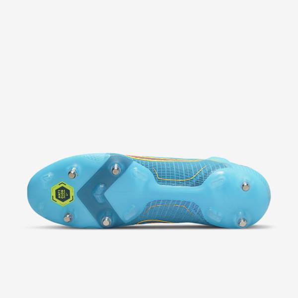 Buty Piłkarskie Męskie Nike Mercurial Superfly 8 Elite SG-PRO Anti-Clog Traction Soft-Ground Niebieskie Pomarańczowe | NK534KMI