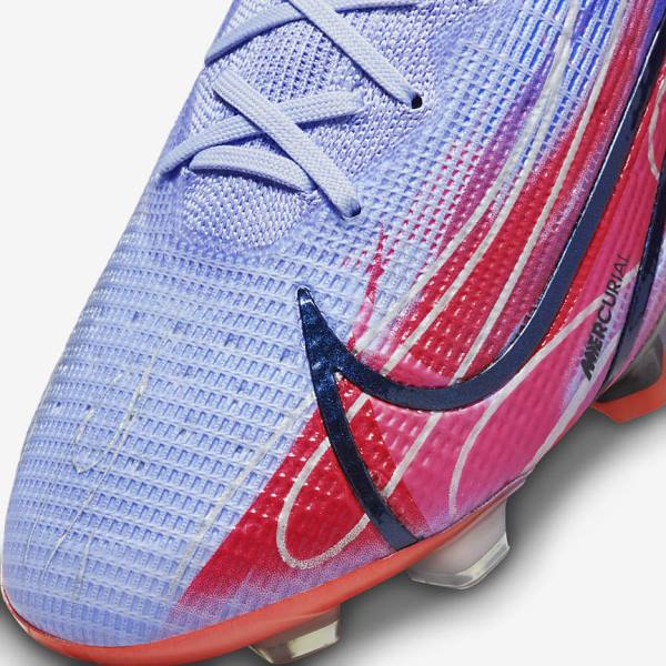 Buty Piłkarskie Męskie Nike Mercurial Superfly 8 Elite KM FG Firm-Ground Indygo Głęboka Czerwone Metal Srebrne | NK536DJB