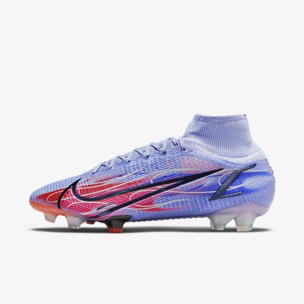 Buty Piłkarskie Męskie Nike Mercurial Superfly 8 Elite KM FG Firm-Ground Indygo Głęboka Czerwone Metal Srebrne | NK536DJB