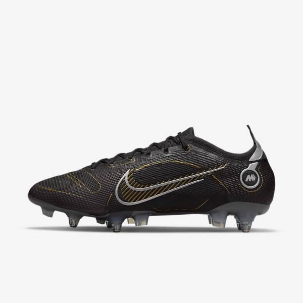 Buty Piłkarskie Męskie Nike Mercurial Vapor 14 Elite SG-PRO Anti-Clog Traction Soft-Grounds Czarne Metal Srebrne Szare Metal Złote | NK589FGE