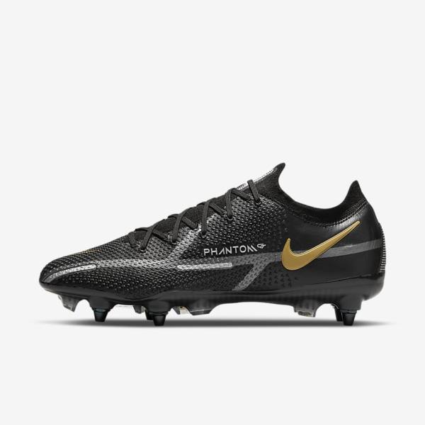 Buty Piłkarskie Męskie Nike Phantom GT2 Elite SG-Pro AC Soft-Ground Czarne Metal Złote Metal Srebrne Metal Ciemny Szare | NK823BWY