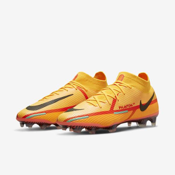 Buty Piłkarskie Męskie Nike Phantom GT2 Dynamic Fit Elite FG Firm-Ground Pomarańczowe Głęboka Czerwone Czarne | NK841VPW