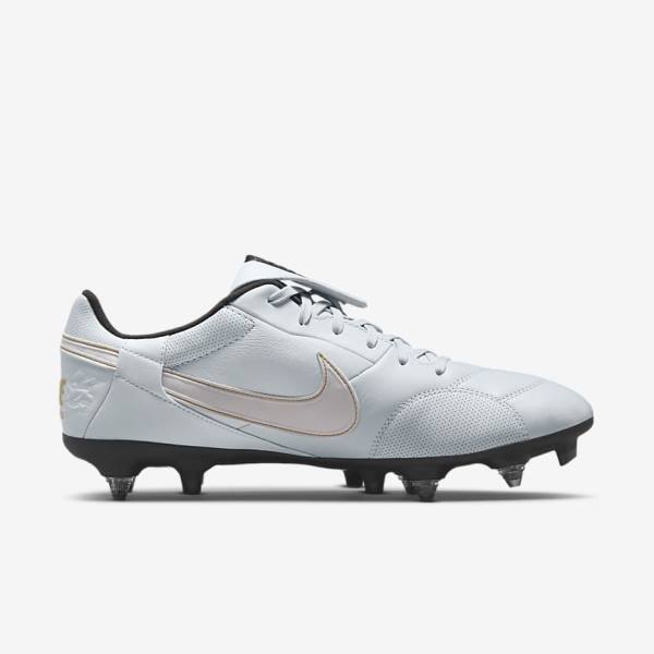 Buty Piłkarskie Męskie Nike The Premier 3 SG-PRO Anti-Clog Traction Soft-Ground Platyna Czarne Metal Złote Białe | NK074IFZ