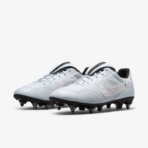 Buty Piłkarskie Męskie Nike The Premier 3 SG-PRO Anti-Clog Traction Soft-Ground Platyna Czarne Metal Złote Białe | NK074IFZ