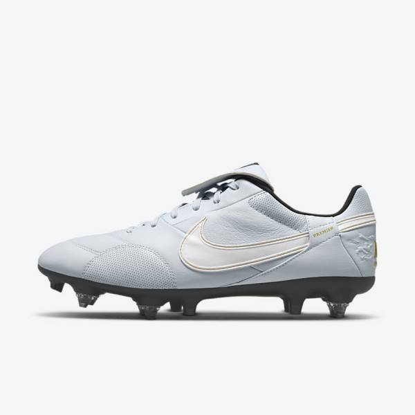 Buty Piłkarskie Męskie Nike The Premier 3 SG-PRO Anti-Clog Traction Soft-Ground Platyna Czarne Metal Złote Białe | NK074IFZ