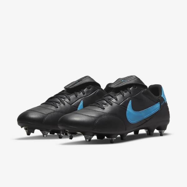 Buty Piłkarskie Męskie Nike The Premier 3 SG-PRO Anti-Clog Traction Soft-Ground Czarne Niebieskie | NK702PYI