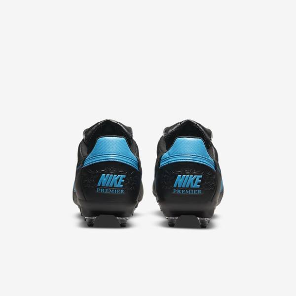 Buty Piłkarskie Męskie Nike The Premier 3 SG-PRO Anti-Clog Traction Soft-Ground Czarne Niebieskie | NK702PYI