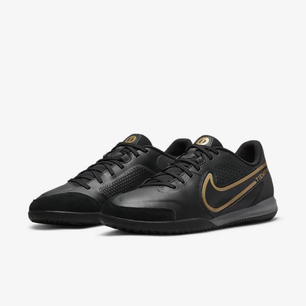 Buty Piłkarskie Męskie Nike Tiempo Legend 9 Academy IC Indoor-Court Czarne Ciemny Szare Metal Złote Czarne | NK234QRM