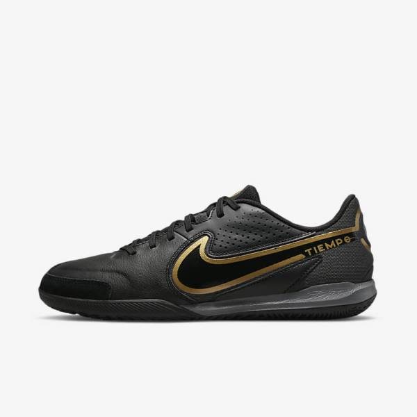 Buty Piłkarskie Męskie Nike Tiempo Legend 9 Academy IC Indoor-Court Czarne Ciemny Szare Metal Złote Czarne | NK234QRM