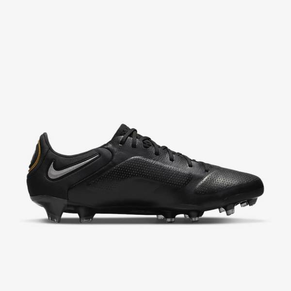 Buty Piłkarskie Męskie Nike Tiempo Legend 9 Elite FG Firm-Ground Czarne Ciemny Szare Metal Złote Metal Ciemny Szare | NK340VLG