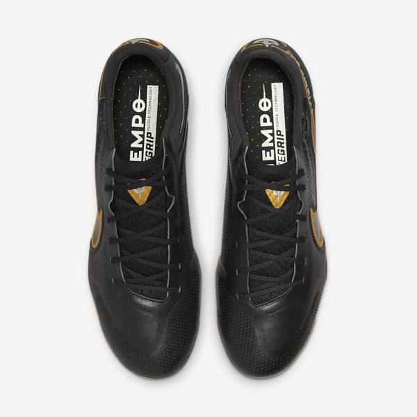 Buty Piłkarskie Męskie Nike Tiempo Legend 9 Elite FG Firm-Ground Czarne Ciemny Szare Metal Złote Metal Ciemny Szare | NK340VLG