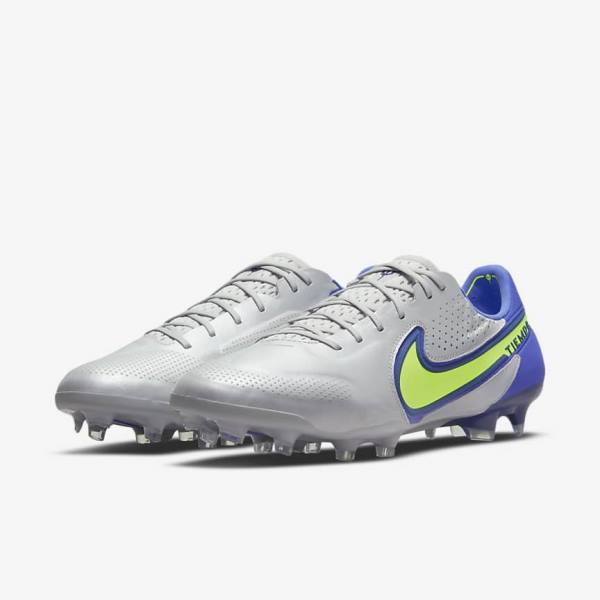 Buty Piłkarskie Męskie Nike Tiempo Legend 9 Elite FG Firm-Ground Szare Niebieskie | NK863NXO