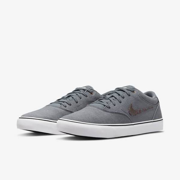 Buty Skate Damskie Nike SB Chron 2 Płócienne Premium Szare Białe | NK752LQJ