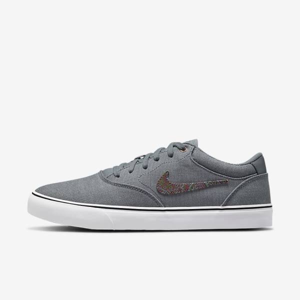 Buty Skate Damskie Nike SB Chron 2 Płócienne Premium Szare Białe | NK752LQJ