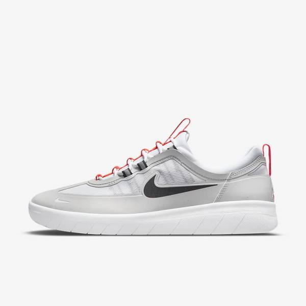 Buty Skate Damskie Nike SB Nyjah Free 2 Szare Białe Głęboka Czerwone Czarne | NK381IDW