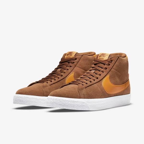 Buty Skate Damskie Nike SB Zoom Blazer Mid Białe Żółte | NK063NCP