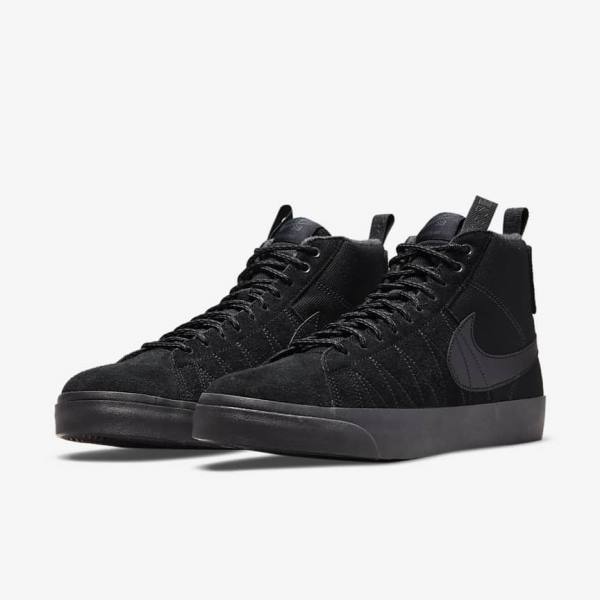 Buty Skate Damskie Nike SB Zoom Blazer Mid Premium Czarne Ciemny Szare | NK429AMY