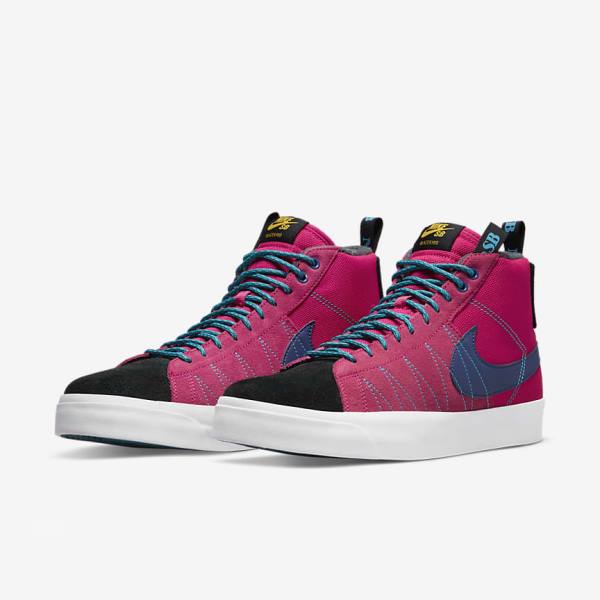 Buty Skate Damskie Nike SB Zoom Blazer Mid Premium Różowe Niebieskie Królewski Niebieski Niebieskie | NK562SVD