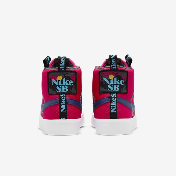 Buty Skate Damskie Nike SB Zoom Blazer Mid Premium Różowe Niebieskie Królewski Niebieski Niebieskie | NK562SVD