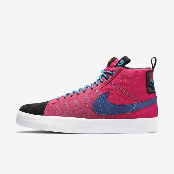 Buty Skate Damskie Nike SB Zoom Blazer Mid Premium Różowe Niebieskie Królewski Niebieski Niebieskie | NK562SVD