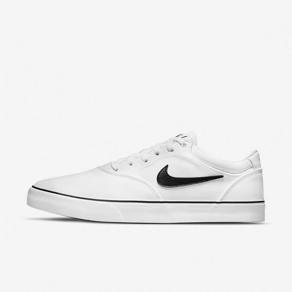 Buty Skate Męskie Nike SB Chron 2 Płócienne Białe Czarne | NK420LGU