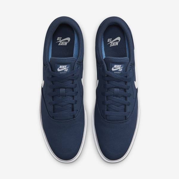 Buty Skate Męskie Nike SB Chron 2 Płócienne Granatowe Granatowe Czarne Białe | NK875ARZ