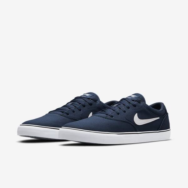 Buty Skate Męskie Nike SB Chron 2 Płócienne Granatowe Granatowe Czarne Białe | NK875ARZ