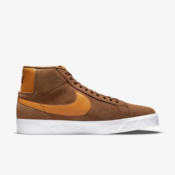 Buty Skate Męskie Nike SB Zoom Blazer Mid Białe Żółte | NK358KVN