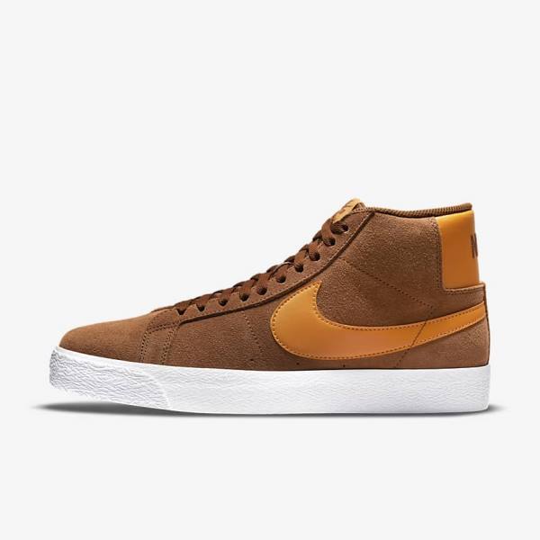 Buty Skate Męskie Nike SB Zoom Blazer Mid Białe Żółte | NK358KVN