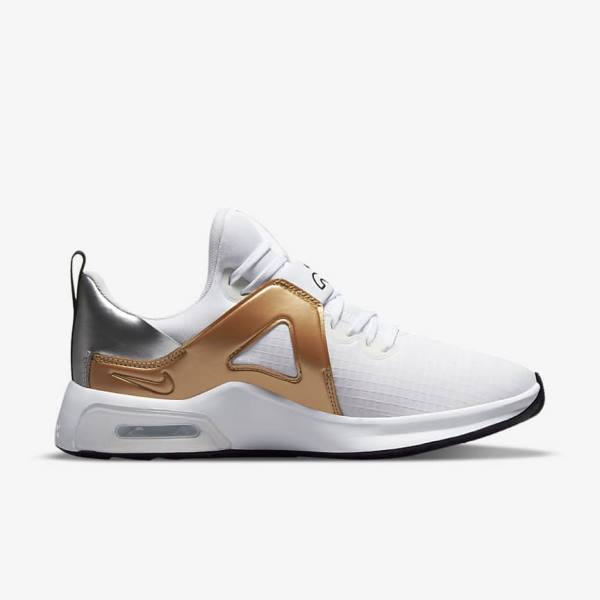 Buty Treningowe Damskie Nike Air Max Bella TR 5 Białe Metal Srebrne Metal Złote Czarne | NK307ZCJ