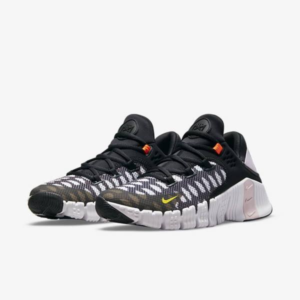 Buty Treningowe Damskie Nike Free Metcon 4 Czarne Białe Niebieskie Żółte | NK198ZQN