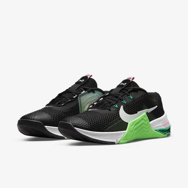 Buty Treningowe Damskie Nike Metcon 7 Czarne Zielone Różowe Białe | NK947CLZ