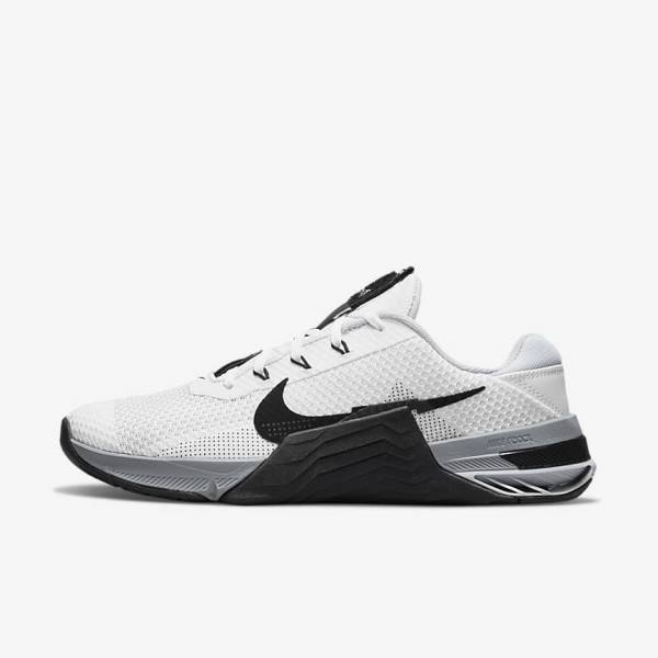 Buty Treningowe Męskie Nike Metcon 7 Białe Szare Platyna Czarne | NK310URJ