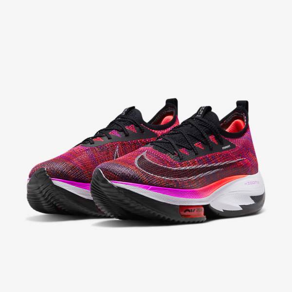 Buty do Biegania Damskie Nike Air Zoom Alphafly NEXT% Flyknit Szosowe Wyścigowe Fioletowe Czerwone Czarne Czarne | NK286MWG