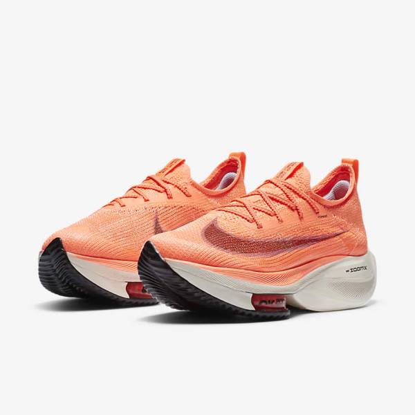 Buty do Biegania Damskie Nike Air Zoom Alphafly NEXT% Flyknit Szosowe Wyścigowe Głęboka Mango Metal Czerwone Brązowe Czarne | NK293CVQ