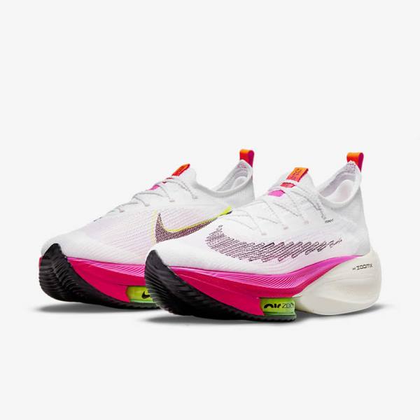 Buty do Biegania Damskie Nike Air Zoom Alphafly NEXT% Flyknit Szosowe Wyścigowe Białe Czarne Czarne | NK987TGR